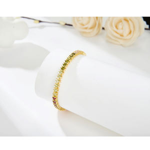 Pulsera de tenis personalizable de plata chapada en oro de 14K y 18K con diamantes de imitación y moissanita para mujer, diseño de cadena y eslabones, a la moda - Product Image 3