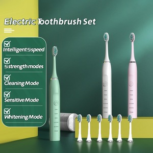 Brosse à dents électrique automatique adulte Vibration 5 vitesses Brosse à dents à poils souples Flosser Modèle rechargeable Brosse à dents électrique - Product Image 2