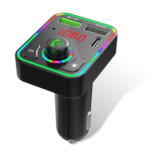 Justlink BT5.0 Car FM Transmitter 3.1A Dual USB PD Fast Charger RGB Light Handsfree Call MP3 Player for Truck Car Wholesale