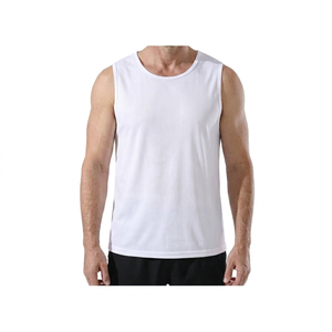 Wasons International Men's <b>White</b> O-Neck Sleeveless <b>Tank</b> <b>Top</b> Solid Color Casual Knitted Style 100% Cotton Breathable - Product Image 1
