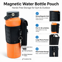 Porte-bouteille d'eau magnétique, étanche, durable et léger avec poche pour téléphone, clip pour clés et rangement zippé pour la salle de sport et l'entraînement physique