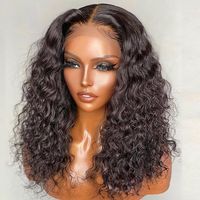 Perruques Courtes Bob Frisées Kinky en Cheveux Indiens Bruts, Sans Colle, avec Dentelle Frontale HD Complète, Cheveux Humains Naturels pour Femmes Noires