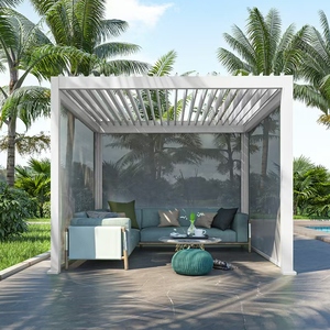 Pérgola Bioclimática Motorizada de Aluminio con Lamas de Vidrio Ajustables para Jardín, Gazebo Moderno Personalizado y Retráctil Automático para Exteriores - Product Image 2