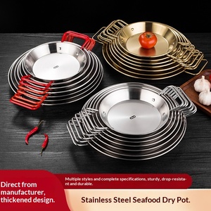 Paellera de Acero Inoxidable con Diseño Reforzado y Doble Asa, Fondo Plano, Estilo Chino, para Pollo Frito Coreano, Ensaladas y <span class=keywords><strong>Pasta</strong></span> - Product Image 3