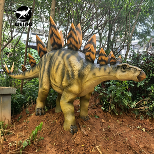 Estatua de Dinosaurio Animatrónico de Tamaño Real, <span class=keywords><strong>Piel</strong></span> de Silicona, Estructura de Acero, Escultura de Grado Museo, Decoración para Exhibición de Estegosaurios - Product Image 1