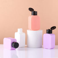 Flacon pompe carré en HDPE avec logo personnalisé, flacon cosmétique en plastique mat vide pour shampoing, gel douche, savon pour les mains, soin du visage
