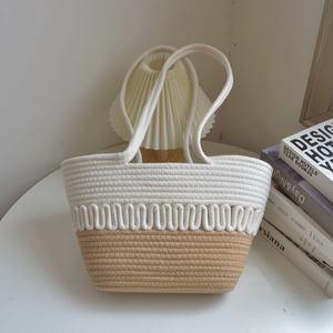 Bolso de mano de algodón versátil de estilo <span class=keywords><strong>japon</strong></span>és, cesta de playa portátil con dos asas y forro suave, Unisex bolso de hombro, correas duraderas - Product Image 2