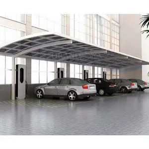 Lớn 12x20 20x20m Polycarbonate Mái Kim Loại Nhà Để Xe Vòm Mái Tán Ngoài Trời Nhôm Carport Cho Xe