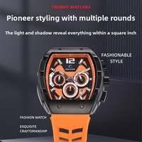 Reloj de cuarzo personalizadoLogoWaterproof para hombre, un reloj lujoso con una esfera grande y un diseño deportivo en una caja en forma de barril