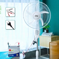 Ventilador de Pie para el Hogar de 16 Pulgadas y 50w con 5 Aspas y Base Redonda, Ventilador de Pie Recargable con Aire Refrigerante