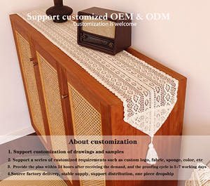 Runner da Tavola Rustico <span class=keywords><strong>Vintage</strong></span> Bianco Stile Semplice con Design Ricamato per Decorazioni Tavola da Pranzo in Stile Fattoria Casa Hotel Matrimonio - Product Image 2