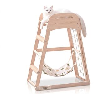 Meuble pour <span class=keywords><strong>chat</strong></span> en bois de pin de qualité supérieure, arbre à <span class=keywords><strong>chat</strong></span> robuste en forme de A avec plusieurs niveaux de perchoirs et poteau à gratter, OEM/ODM disponible - Product Image 4
