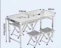 Table et chaises pliantes d'extérieur en acier inoxydable réglables en hauteur pour utilisation en parc