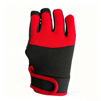 Gants de travail rouge et noir pour hommes et femmes, résistants à l'abrasion, antidérapants, respirants, réglables, pour mécaniciens, poignées de sécurité pour les mains, SKI