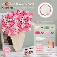 Perlengkapan Rajut Crochet DIY untuk Pemula, Buket Bunga Mawar Runcing Lily of the Valley, Perlengkapan Rajut Selimut dengan Tutorial Video
