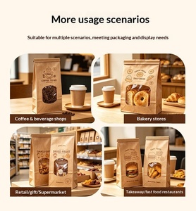 Kantong Kemasan Roti/Kue dari Kertas Kraft Anti Minyak, Lapisan Laminasi, Dasar Rata, Food Grade, Grosir - Product Image 6