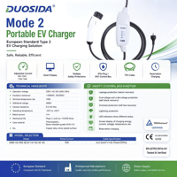 Chargeur EV Type 2 IEC 62196-2 16A 230V avec broches en cuivre, 10 000 cycles d'insertion, certification CE TUV, fourniture d'usine OEM