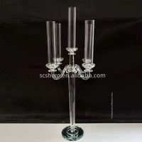 Chandelier en cristal à 5 bras de 104 cm avec tube en verre, ornements de table pour un mariage exquis et une mise en scène d'événements haut de gamme