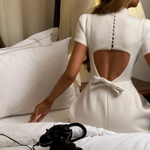 Vestido Mini Casual Elegante de Alta Calidad, Nuevo y Cómodo, para Fiestas Nocturnas, de Manga Corta, Sólido y Sencillo, para Mujer - Product Image 2