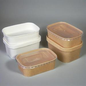 Bol rectangulaire jetable personnalisé en papier kraft avec compartiments, conteneur alimentaire, bols à salade en papier avec couvercle - Product Image 6