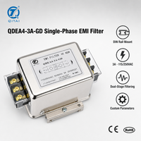 Filtre de puissance EMI monophasé QDEA4-3A-GD 3A à double étage, montage sur rail DIN, 115/250 VCA, suppression du bruit terminal pour variateur de fréquence (VFD)