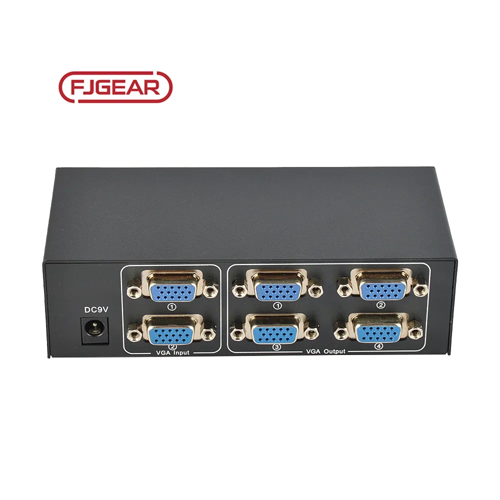 FJ-204 Fjgear 2 in 4 out vga switchable splitter 4 port transmission distance up to 30 meters bandwidth 250mhz plug and play