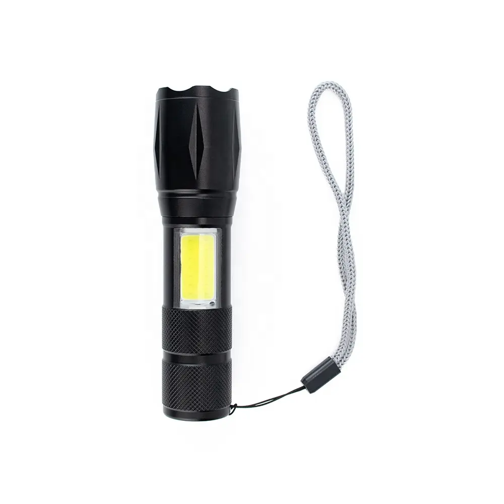 High Power Rechargeable Tactical Flashlight Telescopic Ultra Torch T6 COB Light For Emergency Lighting