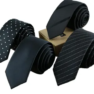 Design Luxury Mens OEM Neck Tie Black Wholesale Dot Blue Ties Wholesale Business Woven Polywster Ties
