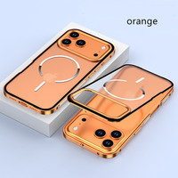 Funda para Teléfono con Marco Magnético de Metal y Parte Trasera Transparente de PC, con Hebilla Elástica y Cierre a Presión, para iPhone 17 Pro Max 16, Cubierta Protectora de Aluminio
