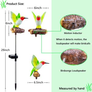 Luci Solari a Forma di Colibrì per Esterni, Impermeabili, con Suono Simulato e Luce Pulsante, Statua Decorativa da Giardino con Illuminazione - Product Image 4