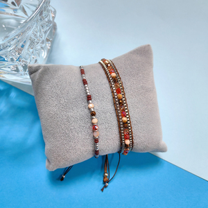 <span class=keywords><strong>Kit</strong></span> de <span class=keywords><strong>bracelet</strong></span> en <span class=keywords><strong>macramé</strong></span> avec perles de rocaille, fil de verre opale, style bohème, fournitures de bijoux faits à la main, vente en gros - Product Image 3