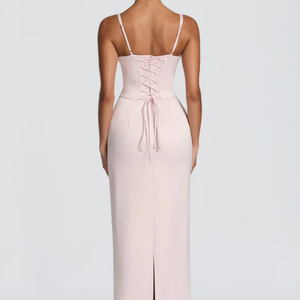 Elegant Pink Satin Floor-Length Sheath <b>Dress</b> Sweetheart Neck Spaghetti Strap Fitted Party Evening Wear - Product Image 2