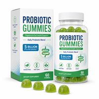 Gommes probiotiques végétaliennes pour adultes 5 milliards d'UFC à base de pectine, complément alimentaire pour la digestion et le soutien immunitaire, fibres prébiotiques, sans OGM, sans gluten