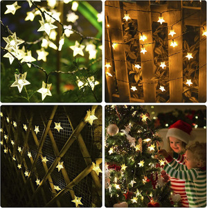 Luz de cadena de estrellas solares LED Festival de <span class=keywords><strong>Navidad</strong></span> puesto de mercado nocturno <span class=keywords><strong>luces</strong></span> de Ambiente de camping <span class=keywords><strong>luces</strong></span> decorativas de balcón - Product Image 5