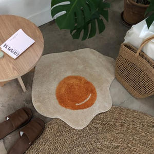 Tapis de bain en forme d'œuf frit de dessin animé, forme personnalisée, absorbant, antidérapant, en fibre de polyester, pour salle de bain, balcon, fenêtre en baie - Product Image 2