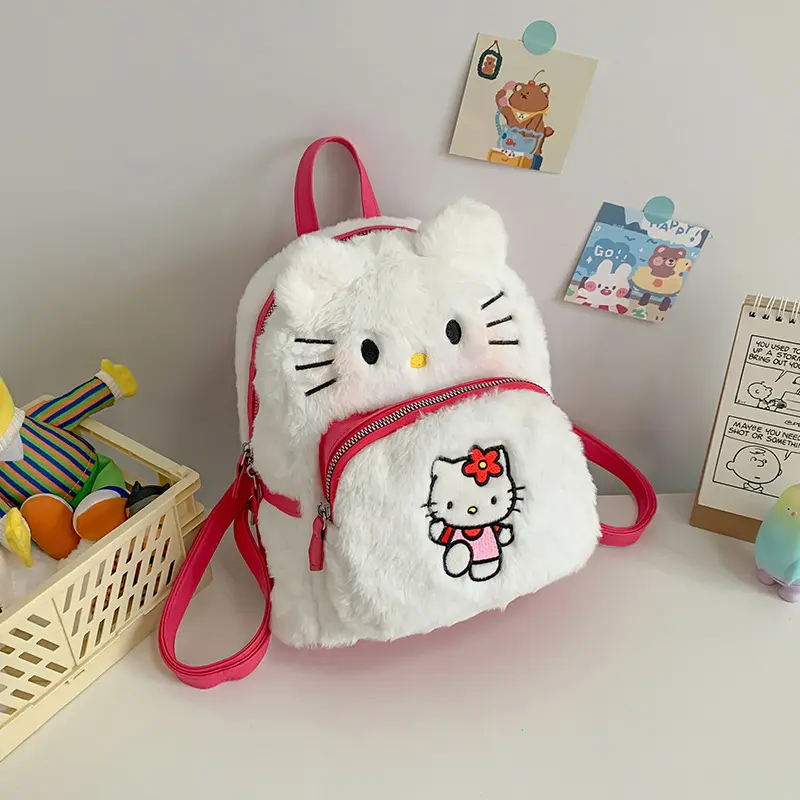 Grosir tas Tote ransel Sekolah boneka Kuromi Kitty multiwarna untuk musim kembali ke sekolah