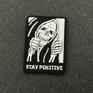 Foi peur rester positif Internet célébrité citations écologique PVC tissu mode forme irrégulière <span class=keywords><strong>moral</strong></span> Patch extérieur sac à dos - Product Image 4