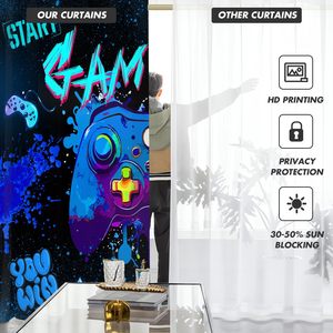 Rideaux de cuisine gaming mini graffiti manette de jeu gamer garçons adolescents colorés jeux vidéo éclaboussés rideaux courts petits pour café ou chambre - Product Image 2