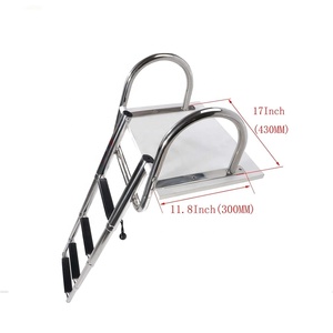 Échelle de pont pliante en acier inoxydable à <span class=keywords><strong>4</strong></span> <span class=keywords><strong>marches</strong></span> robuste <span class=keywords><strong>avec</strong></span> main courante à pédale pour bateaux - Product Image 3