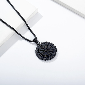 Nordic Viking Snowflake Compass Necklace for Men - Personalized Artistic Retro Viking Pendant - Dongguan <b>Titanium</b> Steel Jewelry - Product Image 4