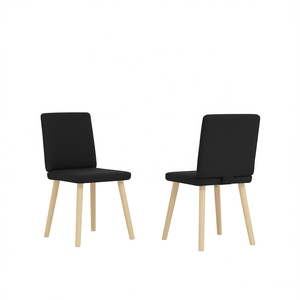 Sedie da Pranzo in Tessuto Nero con Gambe in Legno, Design Scandinavo Moderno, Arredamento per la Casa - Product Image 1