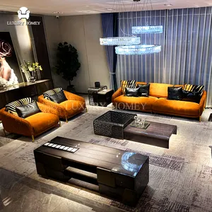 2024 Mới Cao Cấp Thiết Kế Hiện Đại Sofa Đặt Biệt Thự Đồ Nội Thất Sang Trọng Ý Cắt Da Ghế Sofa Cho Nhà Phòng Khách Phòng Khách