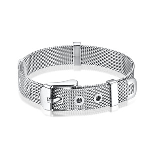 Bracelet en acier inoxydable tressé avec fermoir Vachette, bracelet simple en acier titane pour étudiant, bijoux - Product Image 1