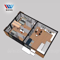 Maison préfabriquée modulaire à deux étages en conteneur maritime de 20 pieds avec balcon