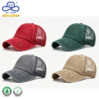 Casquette Trucker en Denim Délavé Style Vintage avec Logo Personnalisé et Fermeture à Clip en Plastique pour Sports Urbains – Fabrication OEM/ODM Certifiée BSCI