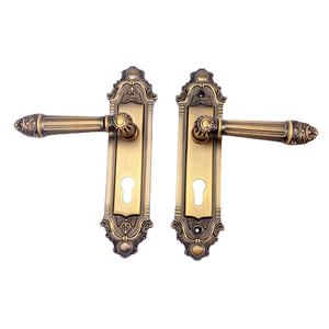 Poignée de serrure de porte <span class=keywords><strong>en</strong></span> alliage de zinc <span class=keywords><strong>en</strong></span> laiton massif moderne classique de luxe ensemble de poignée de levier de serrure de porte <span class=keywords><strong>en</strong></span> bois longue plaque - Product Image 2