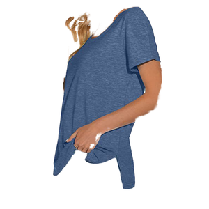 Camisetas Oversize de Algodón 100% para Hombre y Mujer, Personalizadas con Hombros Caídos, Dobladillo Curvo, Ajuste Holgado Estilo Denim, Aplicaciones con Agujeros, Verano - Product Image 1