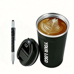Vaso de Viaje de Acero Inoxidable con Tapa, Personalizado con Logotipo, con Pantalla Inteligente de Temperatura, Regalo Promocional Empresarial, para Café de Oficina - Product Image 1
