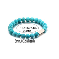 Nouveau Bracelet en Acier Inoxydable avec Perles en Pierre Volcanique, Perles Givrées, Turquoise Blanche, Chiffres, Unisexe, Cadeau pour Couple, Bracelet en Pierres Précieuses