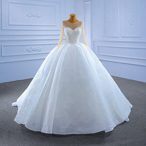 فستان زفاف عاجي عاري الكتفين على شكل حرف A-line طويل قطار مصلى مطرز بالدانتيل مطرز بالكرة ثوب خيال دانتيل طبيعي - Product Image 5